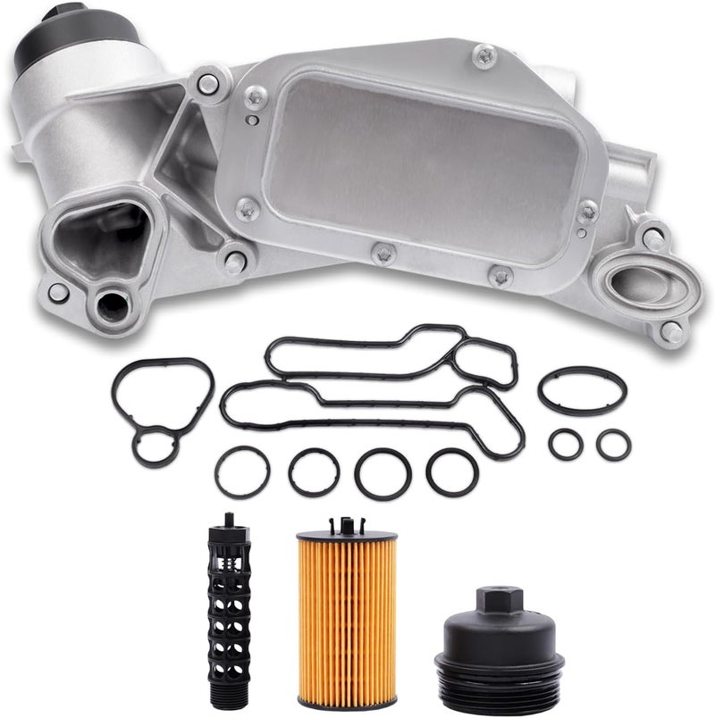 Reeauto 25199751 918-432 Engine Oil Cooler Filter Housing Assembly Adapter with Gasket, Insert, Cap Compatible with 2008-2019 Cruze Sonic Malibu Aveo, Buick Cascada, Pontiac G3, Saturn Astra 1.6L 1.8L - Image 1